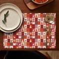 thumbnail image 4 of Red Christmas Patchwork Pattern Summer Placemats Table Placemats Set Of 6-Linen Kitchen Washable Placemats Table Mats 11.8"x17.7" Non-Slip Heat Resistant, 4 of 5