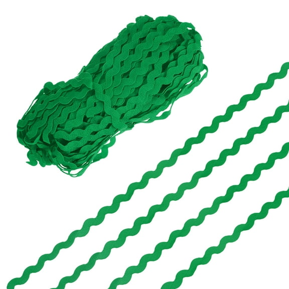 Rick Rack Trim, 28 Yard 5mm / 0.2 Inch Wave Bending Fringe Trimming Ribbon, Polyester RIC Rac Trim [Dark Green]