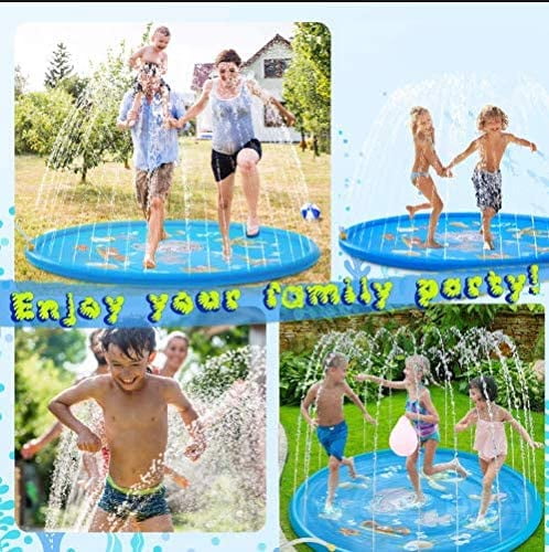 JIINN Splash pad for Kids and Adults,Large 68” Inflatable Sprinkler Pad、Wading Pool,Splash pad for Big Kids,sprinklers for Yard Kids Large for 1-12 Year Old Girls Boys 