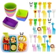 thumbnail image 2 of Mini selecciones de comida de dibujos animados de animales para niños, aperitivos, pasteles, postres, tenedores de fruta, divisores de fiambrera de silicona, 2 of 4