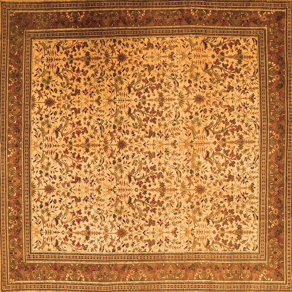Ahgly Company Indoor Square Persian Orange Traditional Area Rugs, 7' Square
