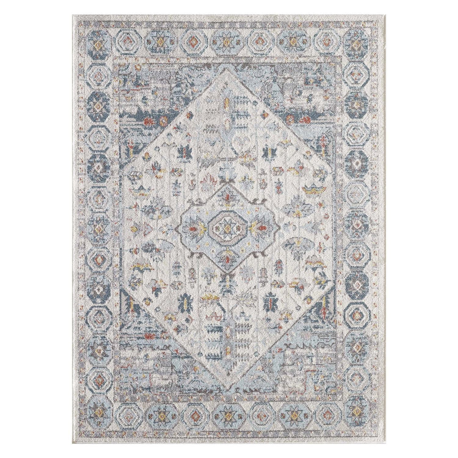 Vesta Cream and Blue Woven Area Rug