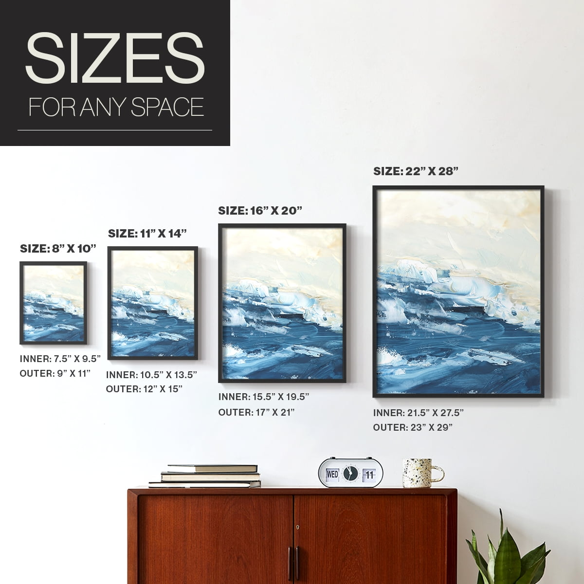 Wave after Wave I Framed Print in Black Solid Wood 8 x 10 Framed Print