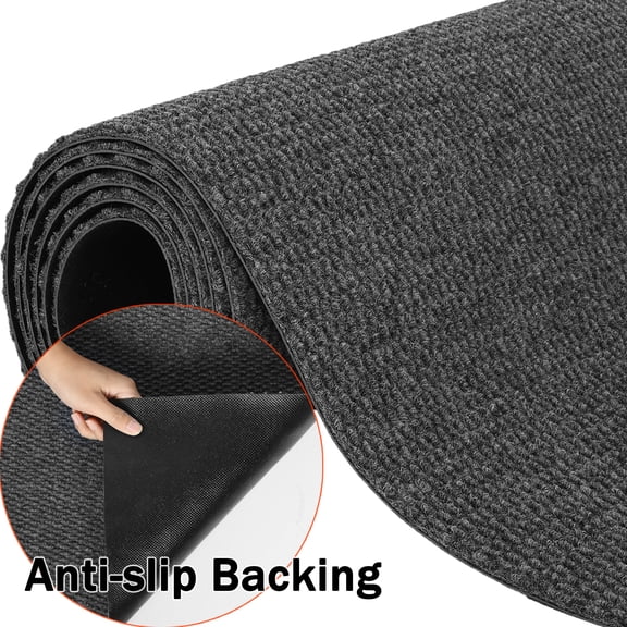 OVYEOFR 3' x 10' Commercial Rug, Non-Slip Carpet Runner with Rubber Backing, Heavy-duty Runner Rug for Indoor Outdoor High Traffic Area, Gray