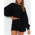 thumbnail image 2 of Two Piece Sweater Puff Sleeve Women Casual Long Sleeve Sets Pure Color Comfortable  for Lady for School for Jogging ANGGREK Otros, 2 of 8