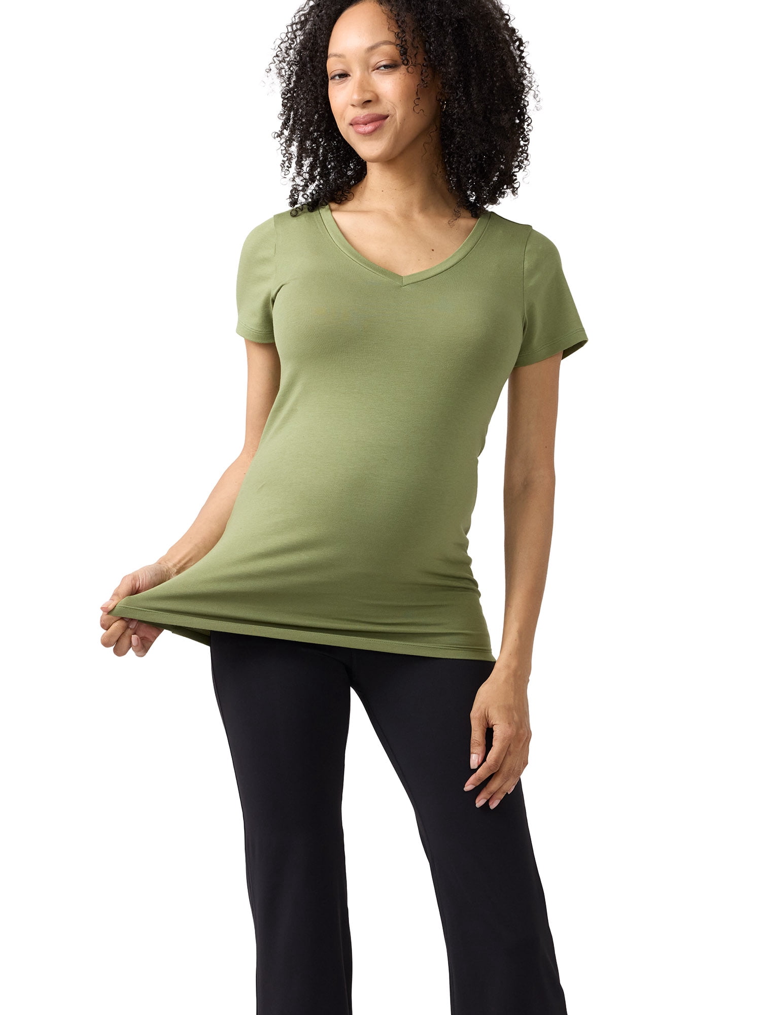 Ingrid & Isabel For Every Belly Women's Maternity Fitted V Neck Tee, Sizes S-XXL