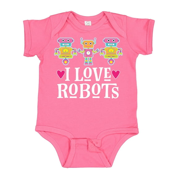 Inktastic Robotics I Love Robots Girls Baby Bodysuit