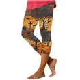 thumbnail image 3 of QATAINLAV Womens Halloween Costumes Milk Silk High Waisted Capri Leggings 2024 Novelty Graphic Print Yoga Pants Tummy Control Tight Cropped Legging Capris Best Sales Today Black M, 3 of 5