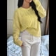 thumbnail image 5 of Suéteres de Cuello Redondo de Punto Extragrandes para Mujer Amarillo M, 5 of 7