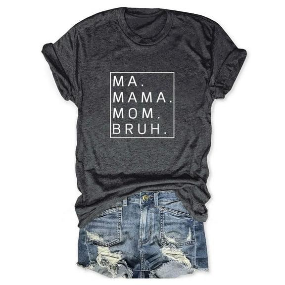 Shwomsmer Womens Summer Tops Loose Fit MA Mama Mom Bruh Letter Print Short Sleeve T Shirt Womens Long Sleeve T Shirts