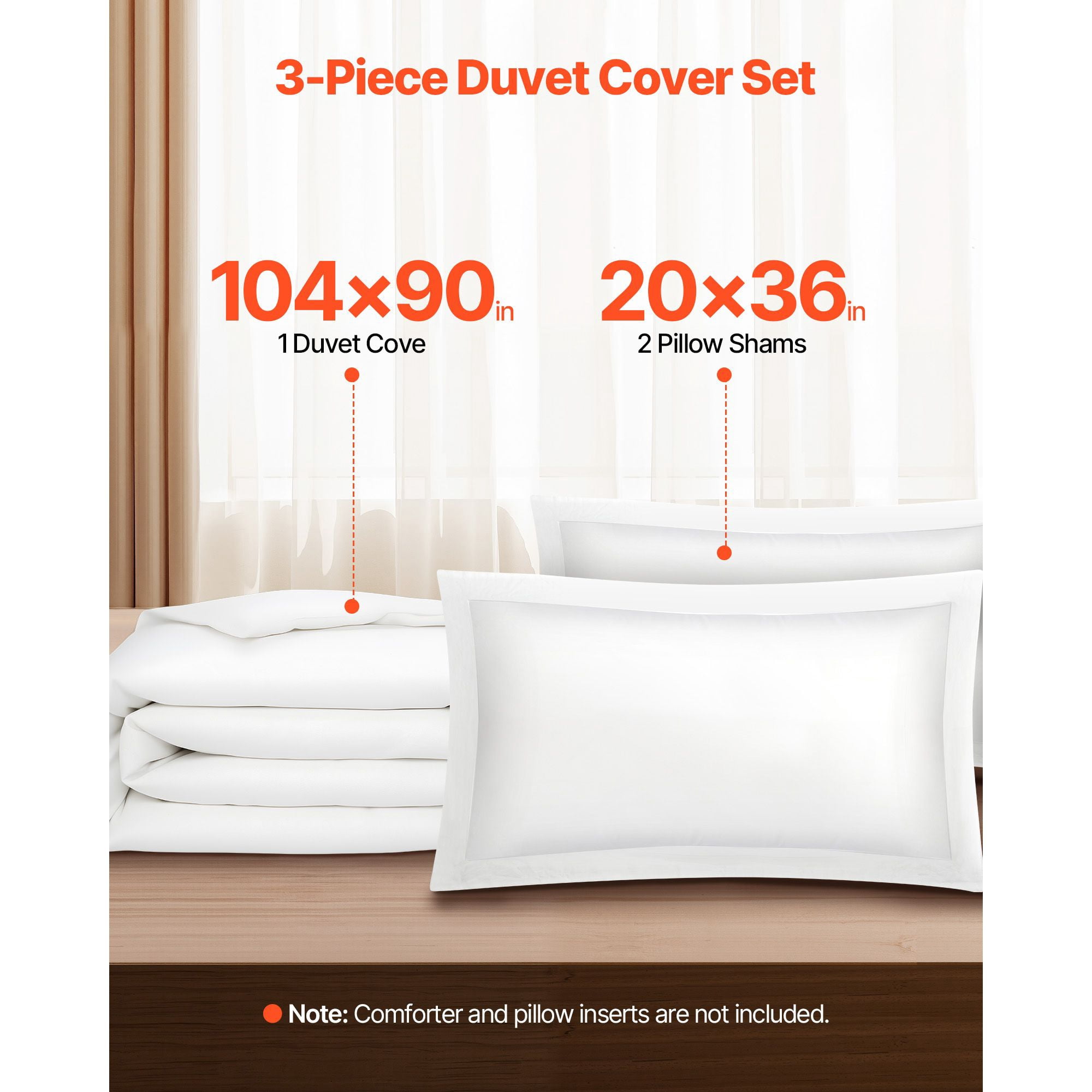 3-Piece King Duvet Cover Set 100% Pure Cotton Double Zipper 6 Corner Ties for Bedroom Guest Room