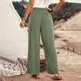 thumbnail image 6 of QUINDOS Wide Leg Women Pants Casual High Waisted Long Pants Cotton Linen Loose Trousers with Pockets, 6 of 8