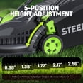 thumbnail image 4 of Steelite 2x21V 13" Cordless Lawn Mower,Electric Lawn Mowers with Brushless Motor for Garden/Yard/Farm, Lightweight with 8-Gallon Grass Bag,5 Heights Adjustment, 2*4.0Ah Battery & Charger Included, 4 of 7