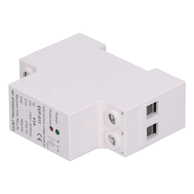 Relé de protección de voltaje SVP911, monofásico, totalmente automático, protector contra sobretensión y subtensión, 63 A