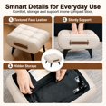 thumbnail image 6 of SOULART Leather Storage Stool with Metal Legs & Handles, Modern Square Footrest Ottoman with Hidden Storage for Living Room, White, 6 of 9