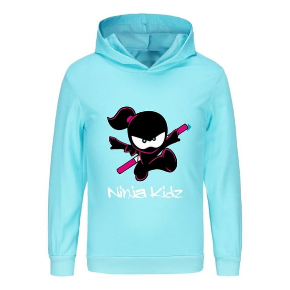 Boys Girls Ninja Kidz Hoodie – Kids Long Sleeve Sweatshirt with Colorful Print, Casual Cosplay Top