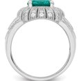 thumbnail image 2 of Sterling Silver Rhodium-Plated Clear And Teal Cz Vintage Style Ring (Size 8) Made In China qr7397-8, 2 of 5