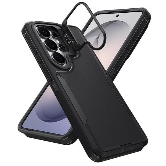 ELEHOLD For Samsung Galaxy S26 Ultra Rugged Case, Heavy Duty Dual Layer Shockproof Kickstand Drop Protection Phone Case , Black