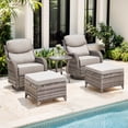 thumbnail image 3 of Jentlehouse Outdoor Patio Furniture Set,Outdoor Swivel Rocker Chair with Ottomans & Side Table,Rattan Conversation Set for Balcony Garden Porch, 3 of 12