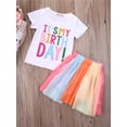 thumbnail image 2 of Newborn Baby Girls It's My Birthday Outfits Shiny Printed Sequin Dress Princess Tulle Tutu Skirt, 2 of 6