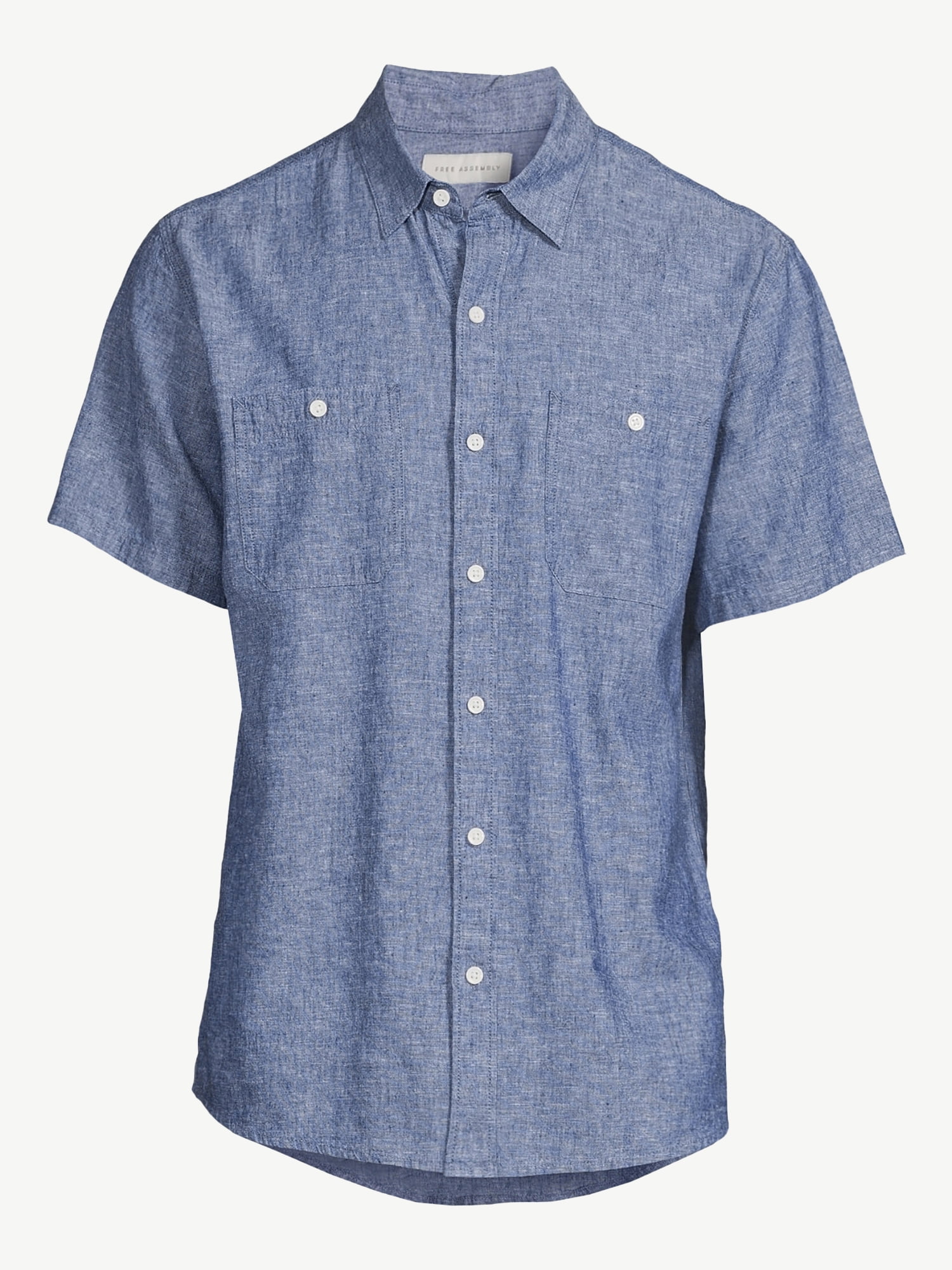 Free Assembly Men's Everyday Short Sleeve Chambray Shirt