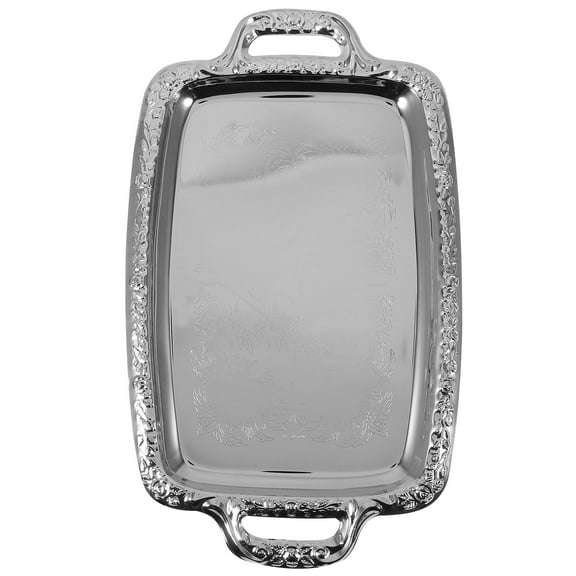 FRCOLOR 1Pc Vintage Silver Serving Tray Metal Household Tableware Tray for Dining Room