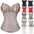 thumbnail image 5 of Women's Spiral Steel Boned Steampunk Gothic Bustier Corset with Chains, 5 of 6