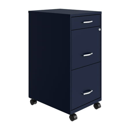UPC: 0029404244209 | Space Solutions 18  Deep 3 Drawer Mobile Letter Width Vertical File Cabinet  Navy