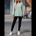 thumbnail image 4 of Sudadera de Gran Tamaño para Mujer, Cuello Redondo, Larga, Jersey de , Ropa de Moda de Otoño con Bolsillo Judías M, 4 of 10