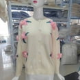 thumbnail image 5 of Knitted Cardigans for Women Floral Button Cardigan Cropped Lantern Long Sleeve Open Front Sweater Fall Knit Coat (White Free Size), 5 of 6