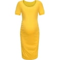 thumbnail image 2 of Maternity Dresses for Daily Baby Shower and Photography, Side Ruching Womens Bodycon Dress, Short Sleeve, Ginger, 2X-Large, 2 of 6