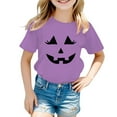 thumbnail image 2 of Kiijoy Girls Halloween T Shirt Short Sleeve Pumpkin Graphic T-Shirt for Kids, Sizes 8-9, 2 of 4