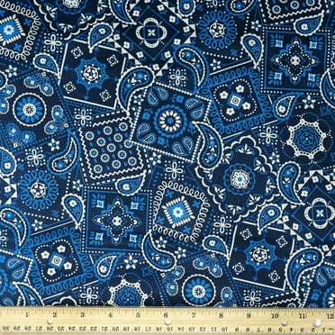 Waverly Inspirations 1 Yard Cut 100% Cotton Prints Fabric Bandana Ink Lapis 44" Wide for Quilting & Sewing