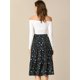 thumbnail image 5 of Falda Midi Para Mujer Faldas Con Gradas Casuales Con Cintura Elástica Y Una Línea Azul negro XS, 5 of 7