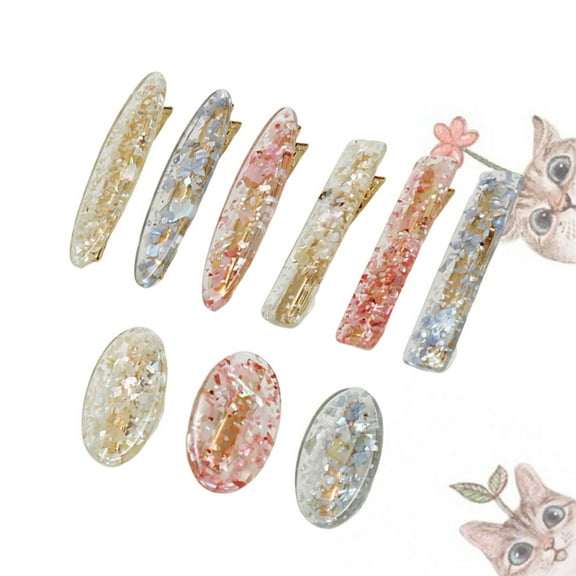 SOPOTUTU Hair Snap Clips Oval Acrylic Hair Styling Accessories for Women Daily Life 9Pcs