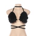 thumbnail image 1 of Fluffy Faux Fur Pink Bra Crop Top Sexy bralette Festival Rave Halter Top, 1 of 2