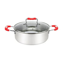 Millvado Stainless Steel Casserole Pot: Small Steel Dutch Oven ? Medium Boiling Pot for Soup, Spaghetti, Braising ? 3.5 Quart Induction Cooking Pot Urban Collection Low Round Mirrored Stainless