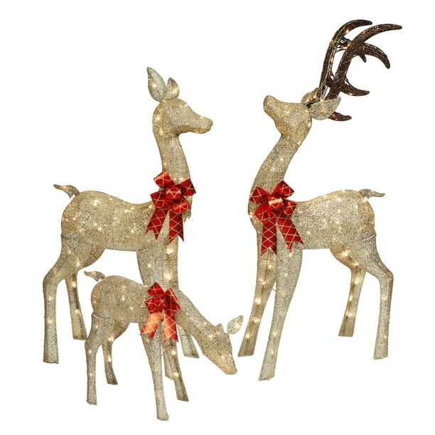 Puleo International Set of 3 Deer Family with Warm White LED Lights