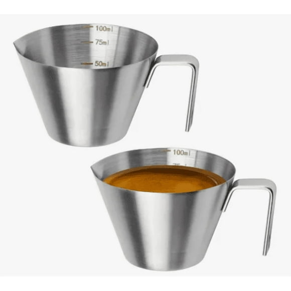 Tazas Xtellar Medidoras De Café Espresso Vaso Medidor Con Leche Color Plateado