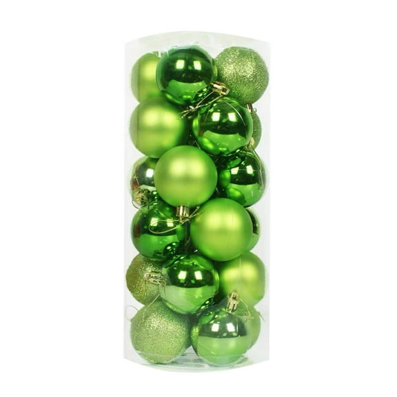 JeashCHAT 24 Pcs Christmas Ball Ornaments, Christmas Shatterproof Ball with Strings, Christmas Decorations Xmas Tree Hanging Balls for Holiday Wedding Christmas Party Decor, 30mm/1.18", Green