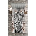 thumbnail image 3 of Ambesonne Dragon Quilted Bedspread Set 2 Pcs, Scary Creature Sketch, Twin Size, Grey Umber, 3 of 3