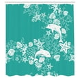 thumbnail image 3 of Ambesonne Fish Shower Curtain, Dolphins and Flowers, 69"Wx70"L, Sea Green White, 3 of 5