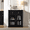 Black, variant on 31.5 Small Modern Buffet Cabinet with Glass Doors, Sideboard Cabinet With Storage,Coffee Bar Cabinet With Adjustable Shelf and a Drawer, Blue