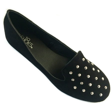 

Womens Faux Suede Loafer Smoking Shoes Flats 103a Black 7/8
