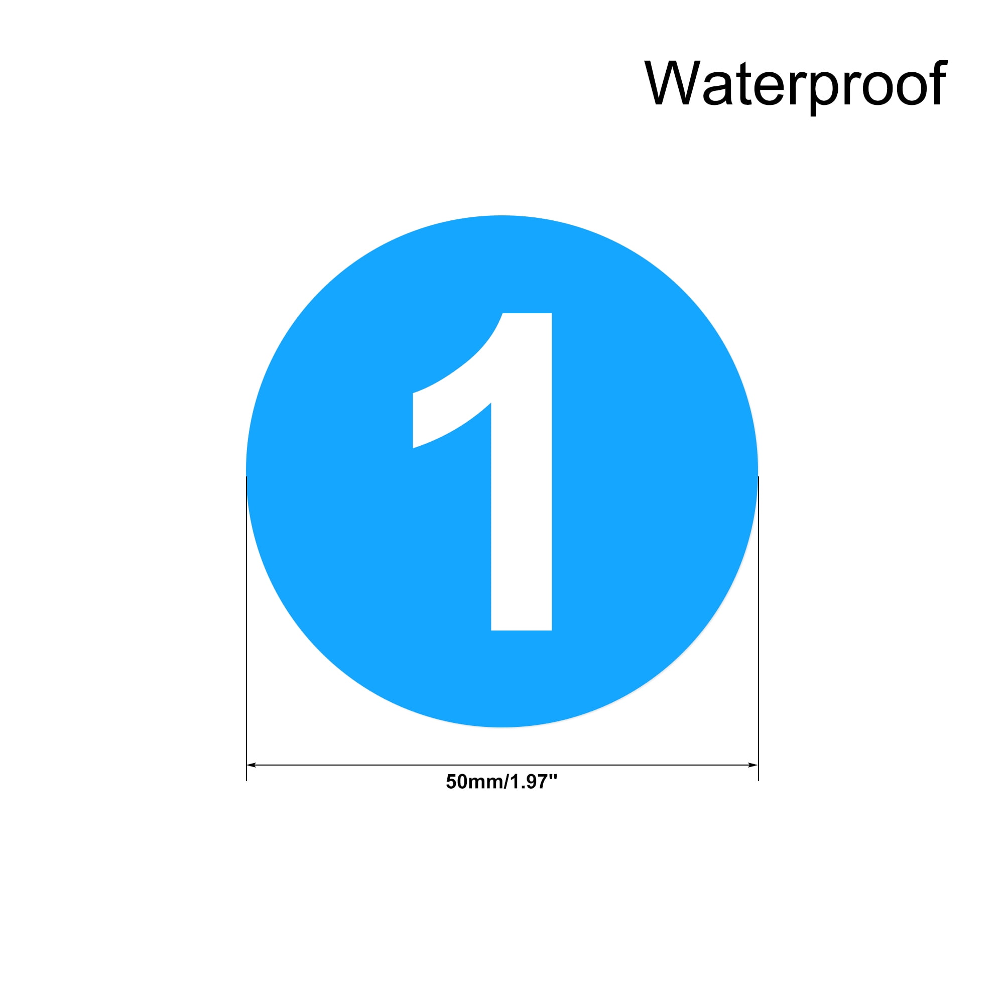 Unique Bargains 50mm Waterproof Round Number Stickers Self-Adhesive Labels Blue