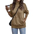 thumbnail image 2 of Sudadera Informal de Larga para Mujer, Cuello Alto, Botones y Cordón Ajustable Marrón XL, 2 of 10