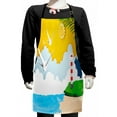 thumbnail image 1 of Graphic Beach Kids Apron, Paper Cut Art Style Nautical Landscape Lighthouse Seagulls Mountain and Sea, Boys Girls Apron Bib with Adjustable Ties for Cooking Baking Painting, Multicolor, by Ambesonne, 1 of 2