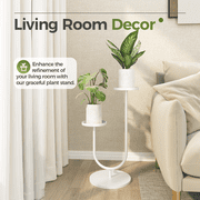 Bamworld White Plant Stand Indoor Tall Modern Plant Shelf for Indoor Plants Display Corner Plant Stands Rack for Living Room Bedroom Patio Decor