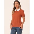thumbnail image 3 of DARING DIVA Contrast Puff Short Sleeve Blouse Top XS Caramel, 3 of 6