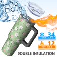 thumbnail image 5 of 40oz Pioneer Flower Floral Print Pattern Insulated Tumbler with Handle, BPA-Free Leak Proof Lid and Straws, Double Wall Vacuum, Hot 12h/Cold 34h, 5 of 6